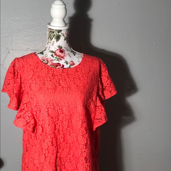 Coral Lace Blouse - Picture 2 of 3